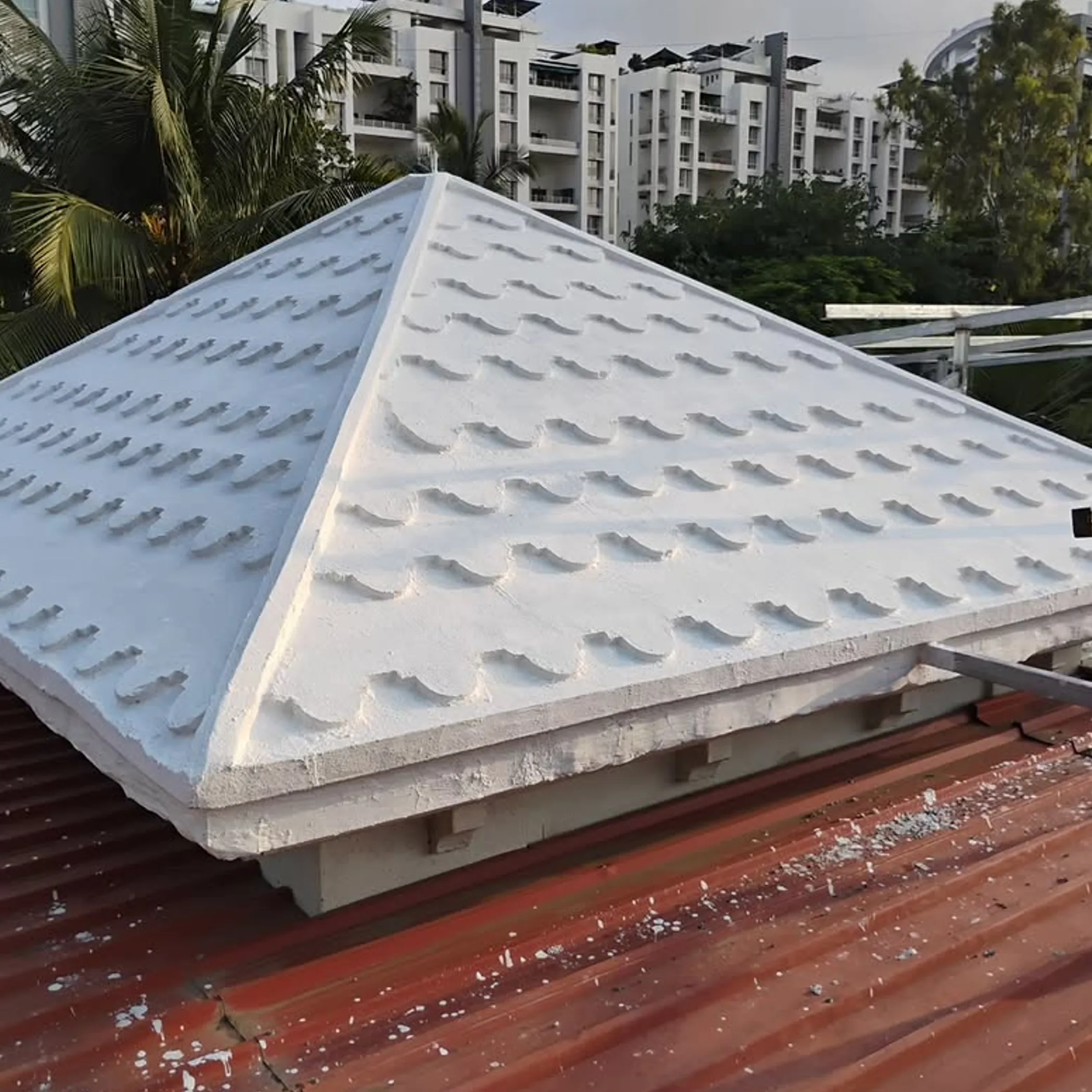 roof waterproofing work in progress