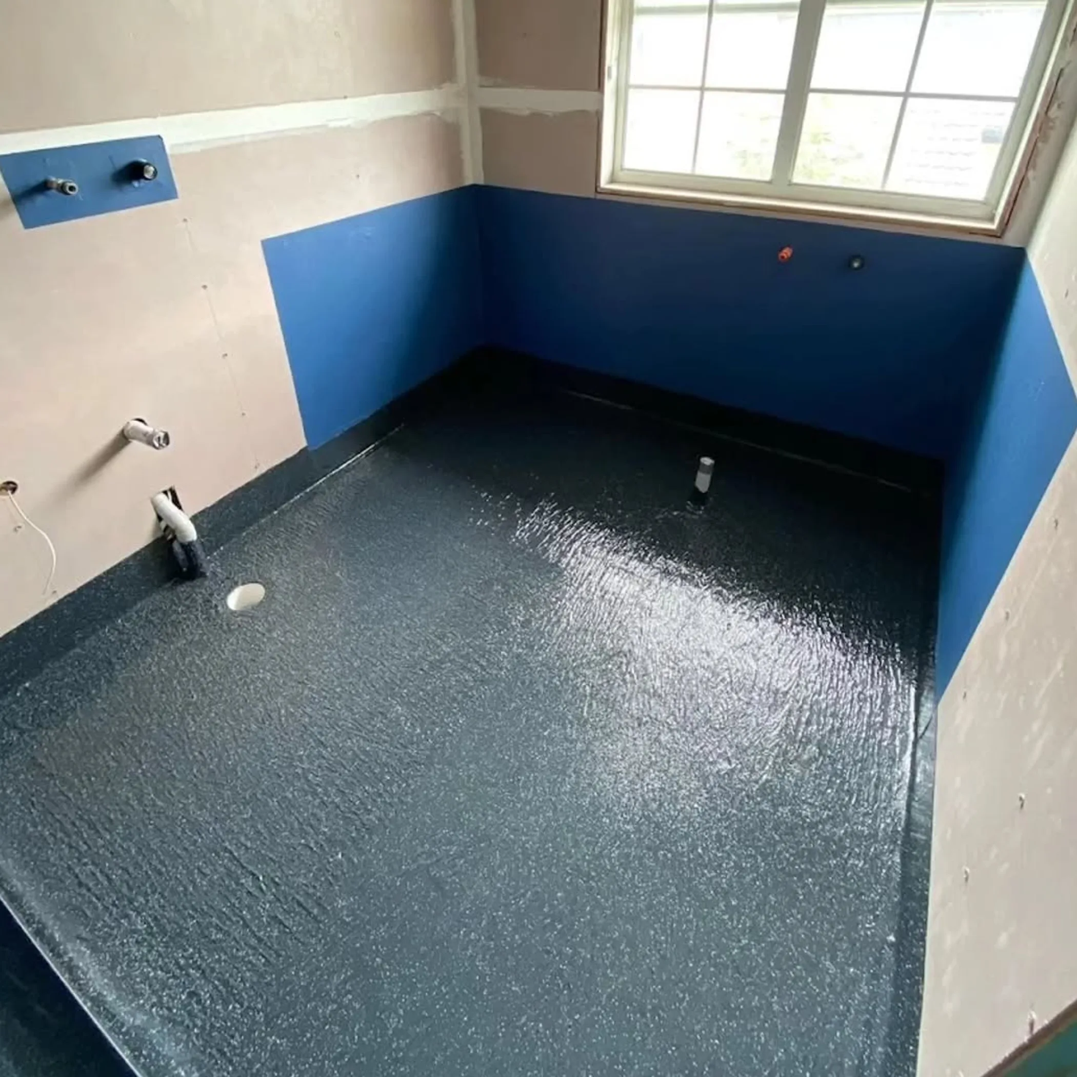 waterproofed wet area walls and floor